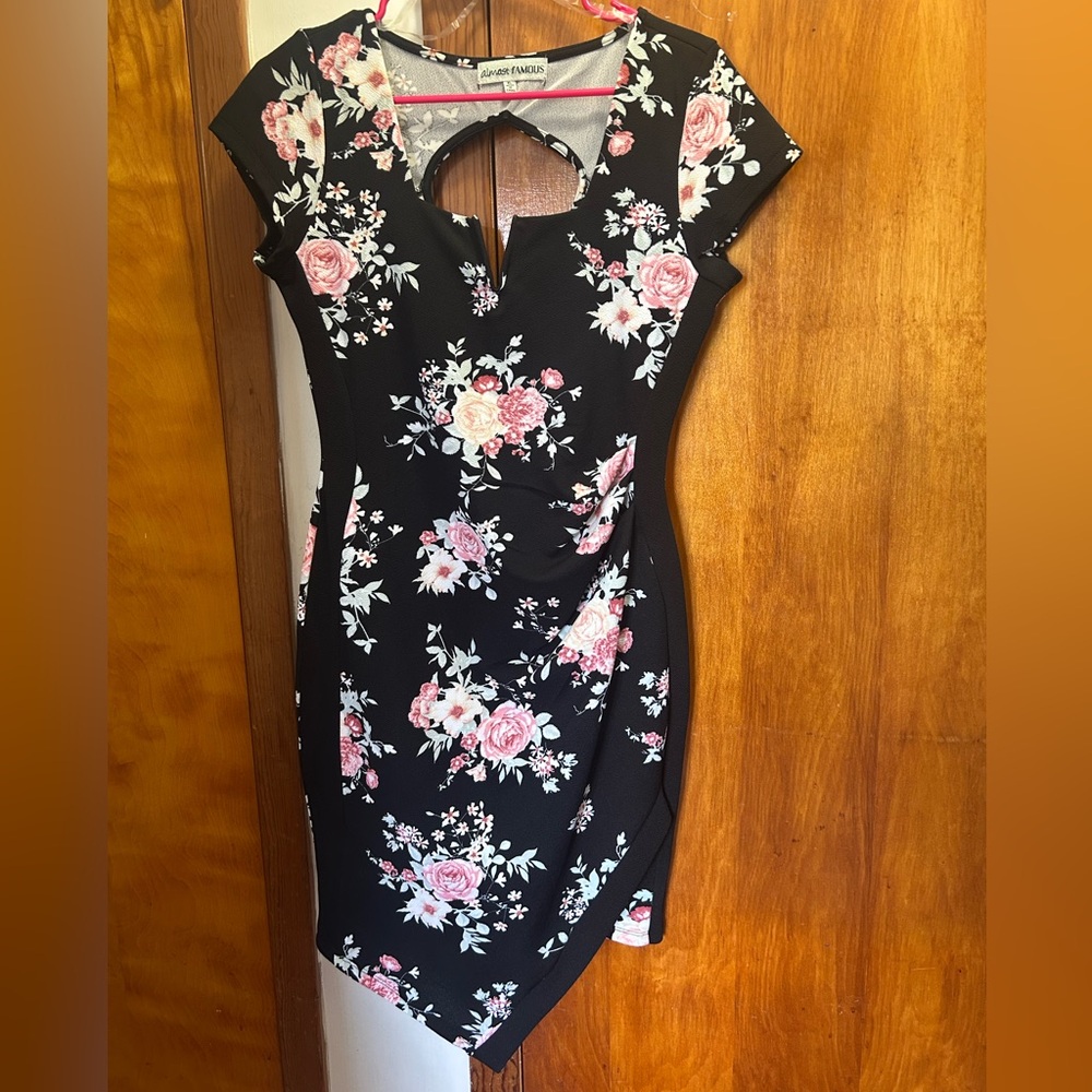 Almost Famous Black and Pink Floral Mini Dress
